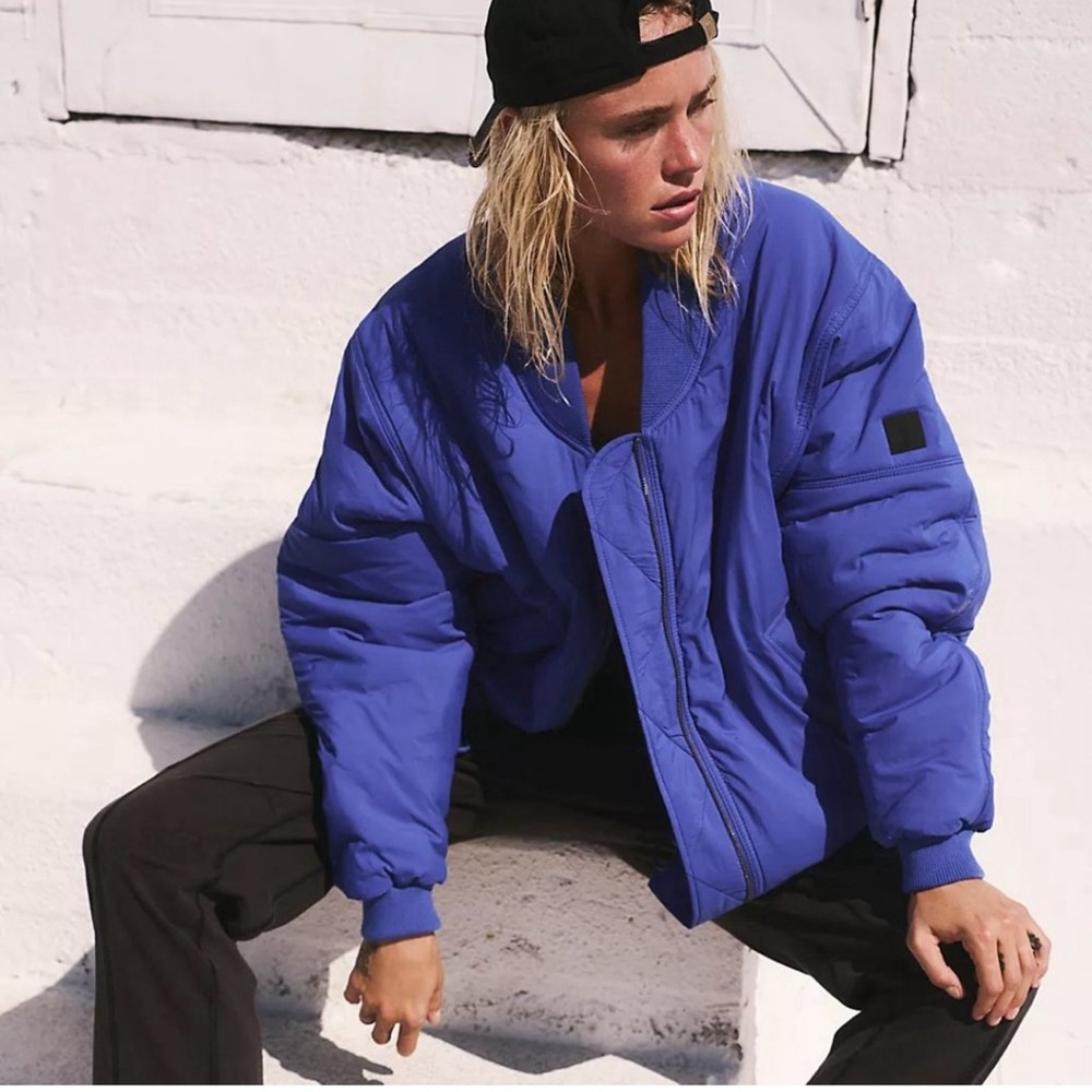 Midnight Moon Solid Bomber Jacket in Electric Cobalt Blue - SOLD OUT XS